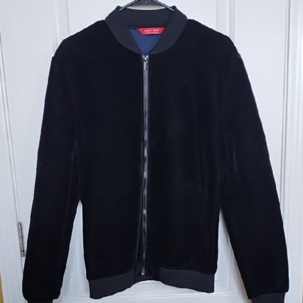 Zara Black Bomber Jacket with Stand-Up Collar